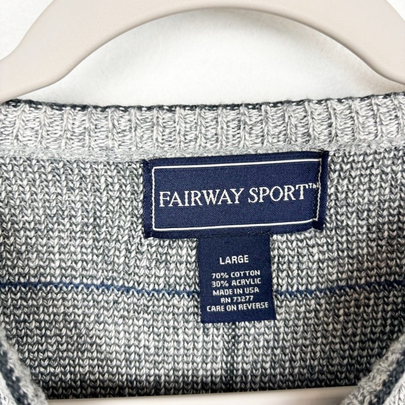 Vintage 90s Fairway Sport Windowpane Plaid Print Grandpa Sweater Sz L - Picture 4 of 6